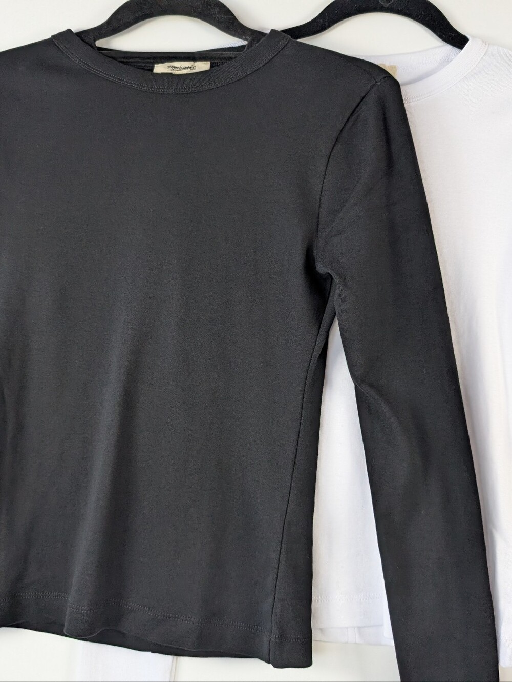 NWT Madewell Long-Sleeve Crewneck Tee Bundle (Set of 2) – Black & White – Size S